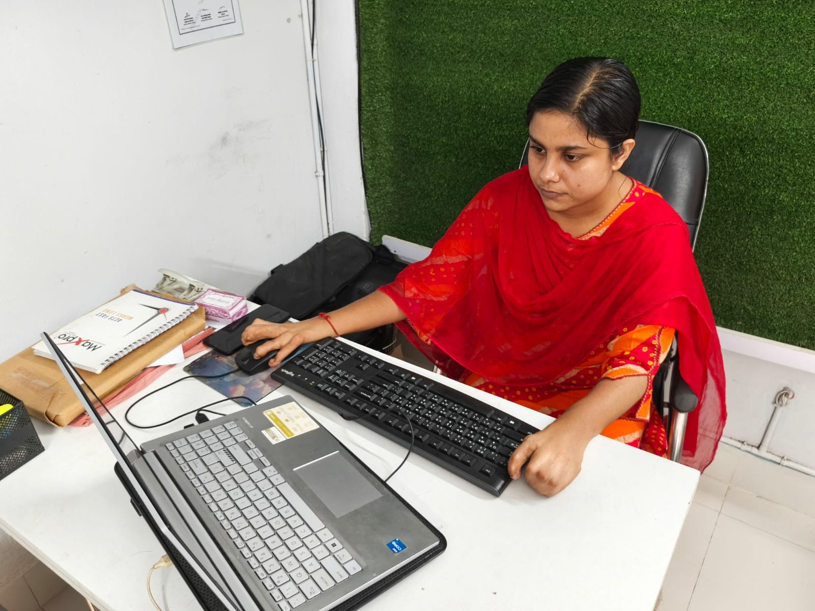 Participant engaging in digital design activities through the Hands-on Skill Development project.